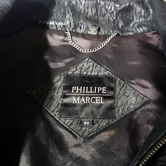 Phillipe Marcel Vintage 80's Leather Black Jacket Size 40 - Picture 10 of 13